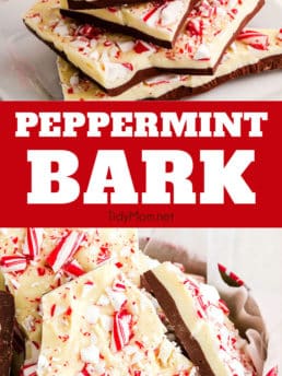 peppermint bark in a tin photo collage