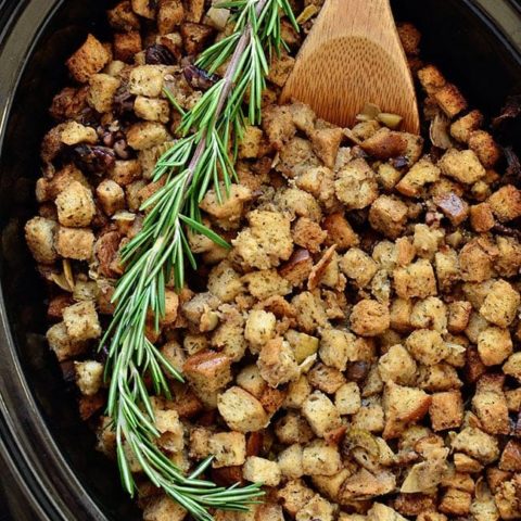 Slow Cooker Stuffing with Caramelized Apple - Slow Cooker Gourmet