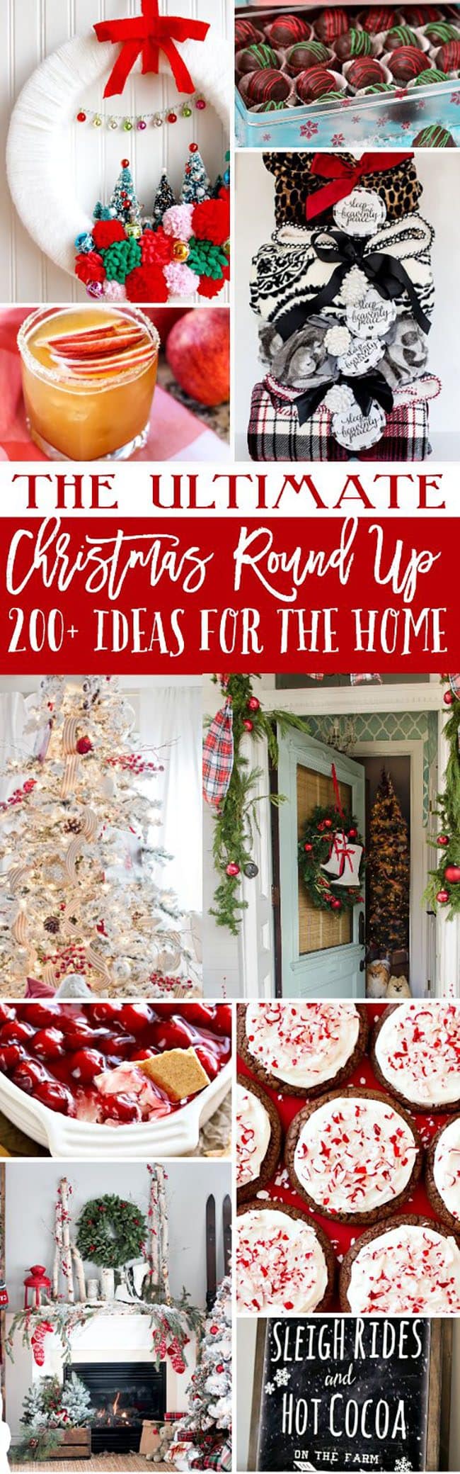 The Ultimate Christmas Round Up! Over 200 ideas for the home, gifts and recipes to make. You’ll find homemade Christmas treats, drinks and appetizers, to party ideas, printables, gifts, Christmas decor and more at TidyMom.net
