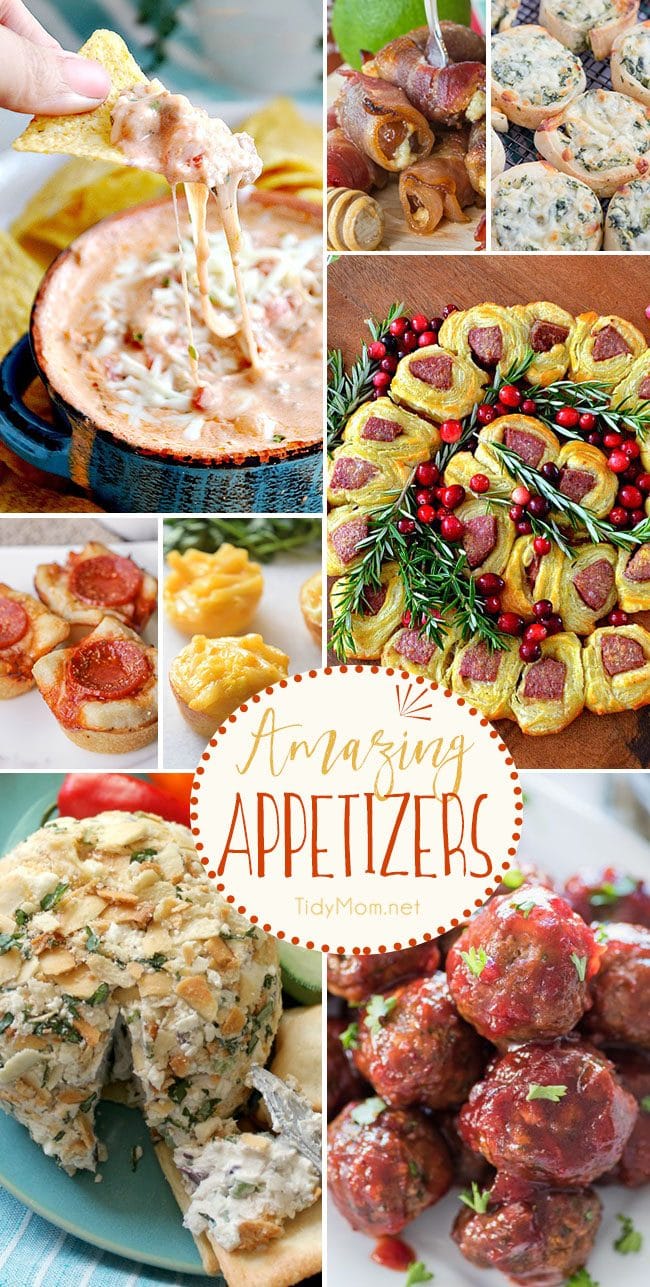 Whether you are hosting a party or celebrating at someone else’s house, you’ll be party ready for the holidays, New Years Eve, game day or Super Bowl with these Amazing Appetizer Recipes. Get the recipes at TidyMom.net