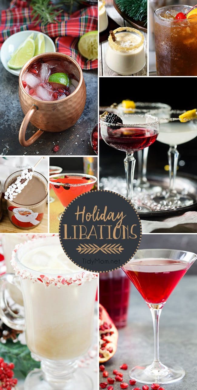 Holiday Libations - cocktail recipes that are perfect for entertaining during the holidays. Get Easy Party Appetizers and Cocktails recipes at TidyMom.net