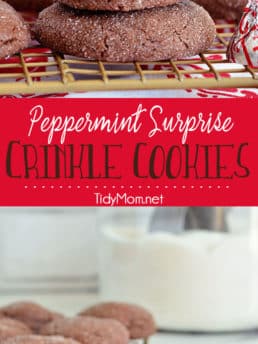Peppermint Surprise Crinkle Cookies photo collage