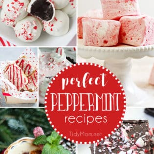 Delicious Perfect Peppermint Recipes. From peppermin fudge and peppermint marshmallows, to spiked peppermint hot chocolate and peppermint oreo truffles and more! details at TidyMom.net