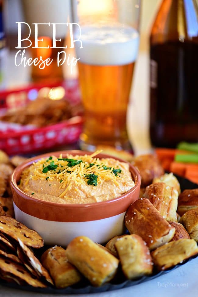 Pub-style Beer Cheese Dip. Serve warm or cold, everyone will love this dip. Print the full recipe recipe at TidyMom.net