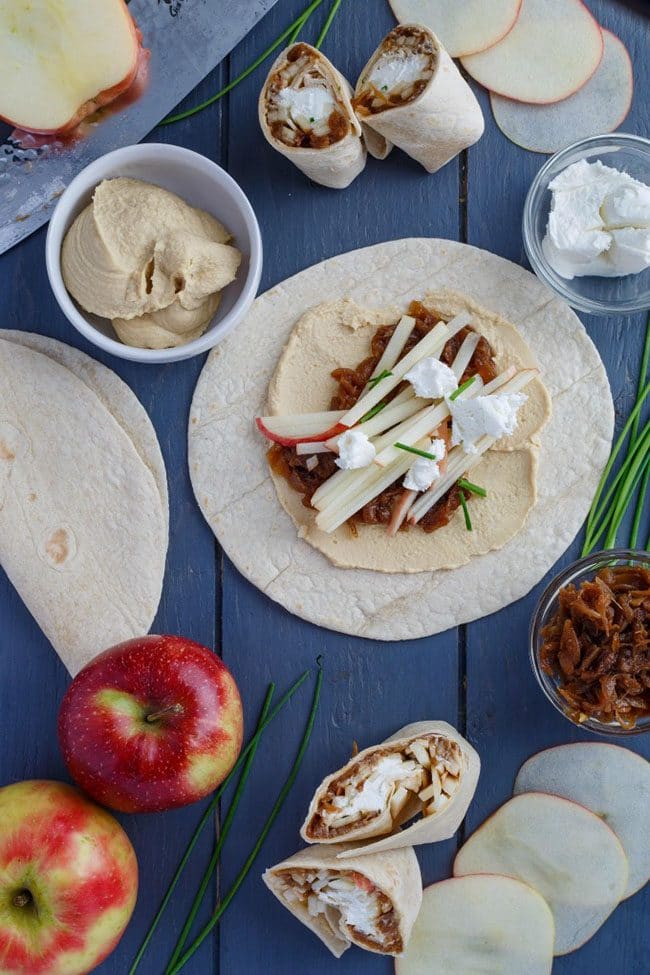 Mother’s Day Brunch Meal Plan recipes, printables and decor at TidyMom.net Caramelized Onion Apple Wraps with Hummus recipe