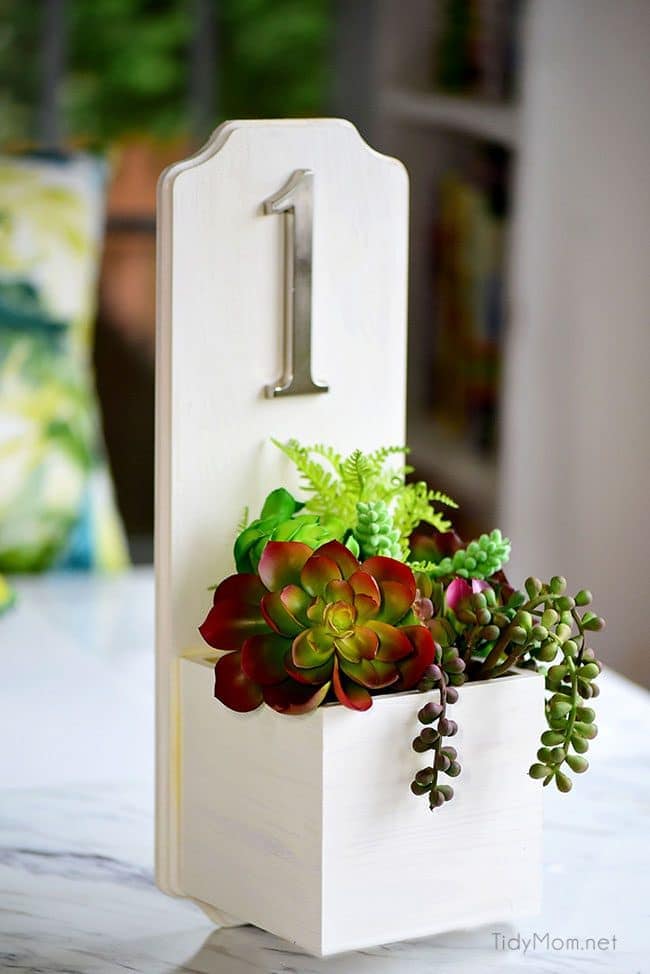 Address Planter Box DIY Tutorial with Faux Succulents 