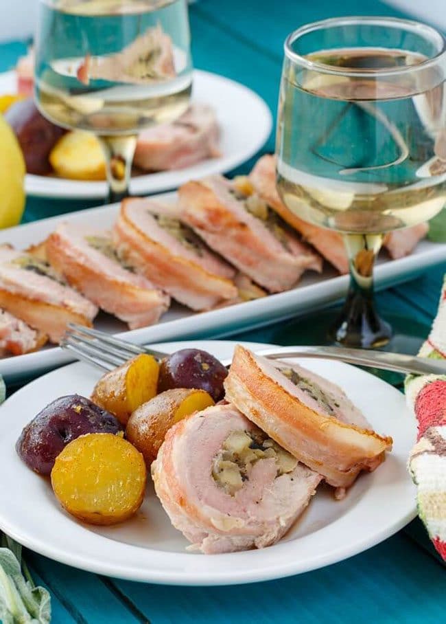 Summer Barbecue Meal Plan for Father’s Day! Tons of great ideas to celebrate Dad this Father’s Day, and any of these recipes would be great for a backyard barbecue this summer! Get recipes, printables and party decor at TidyMom.net - Bacon Wrapped Apple Stuffed Pork Tenderloin