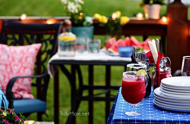 Frozen Raspberry Margarita is the perfect summer cocktail. Raspberry sorbet puts a refreshing twist on the traditional margarita, for a cool party sip! Get the full recipe at TidyMom.net