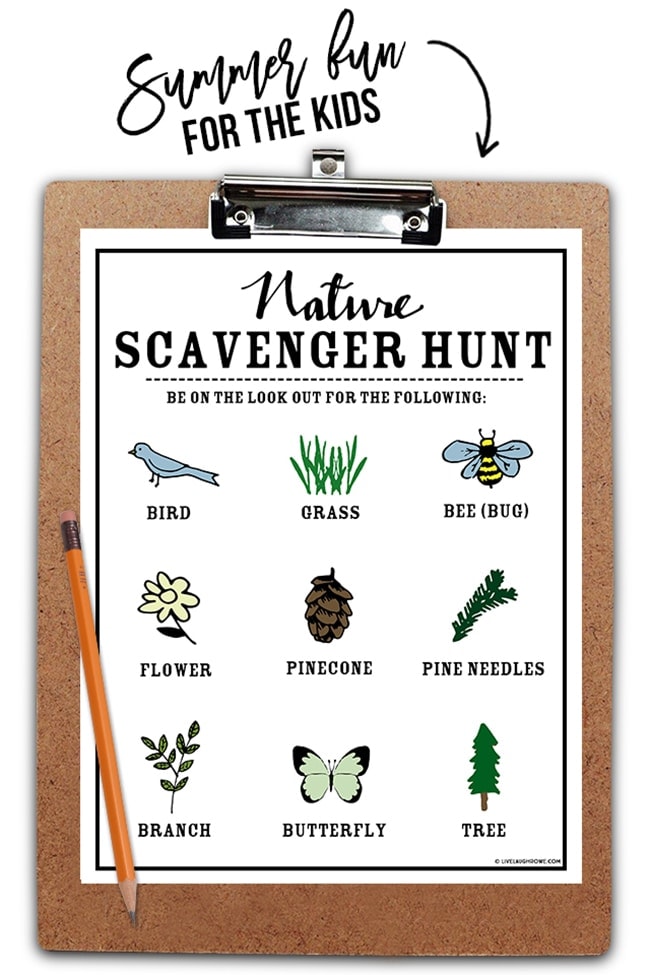 Nature Scavenger Hunt Printable image from Live Laugh Rowe: How to Plan a Perfect Picnic. Get recipes, printables and more to plan a perfect picnic at TidyMom.net