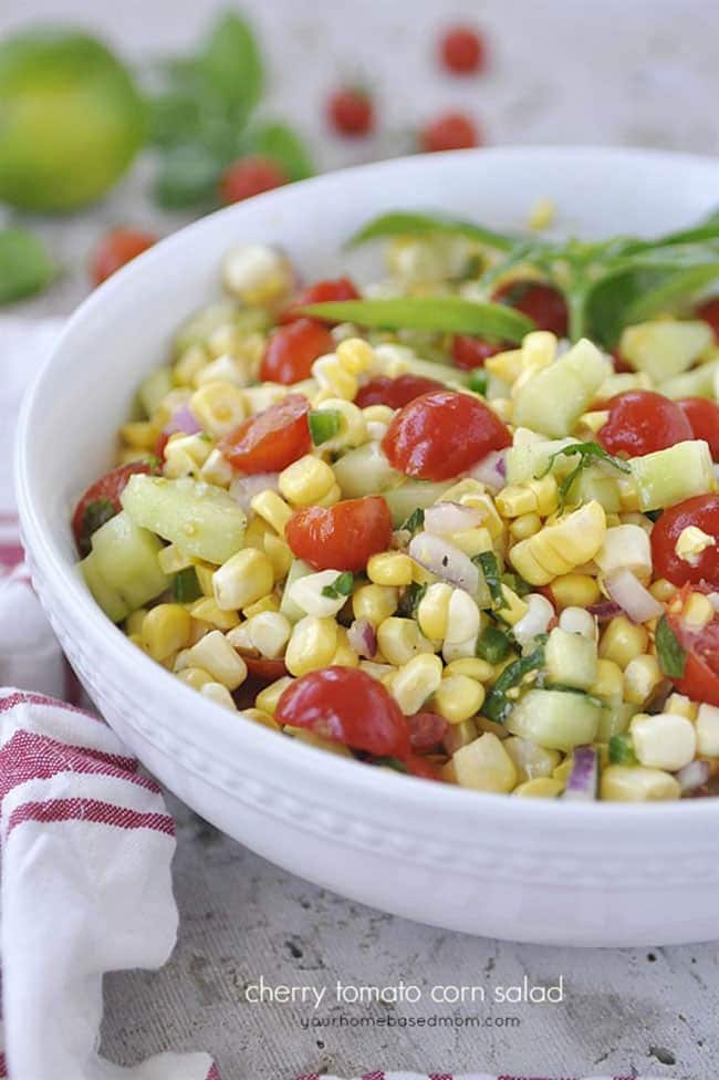 Cherry Tomato Corn Salad - Your Homebased Mom: How to Plan a Perfect Picnic. Get recipes, printables and more to plan a perfect picnic at TidyMom.net