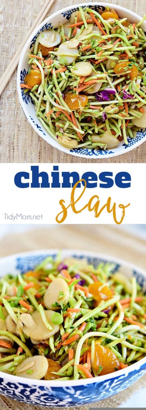 This flavorful and ridiculously easy Chinese Slaw is full of crunch and a perfect addition to summer menus. Your guests are sure to go back for seconds so do yourself a favor and make a double batch. Print recipe at TidyMom.net