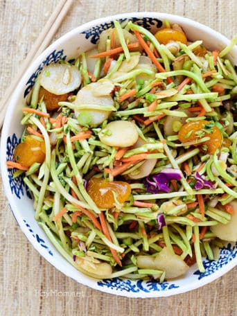 Chinese Slaw in bowl shot overhead