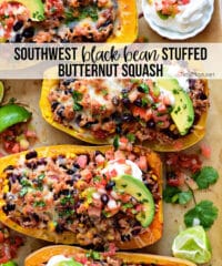 Southwest Black Bean Stuffed Butternut Squash with Bush’s Beans and TidyMom
