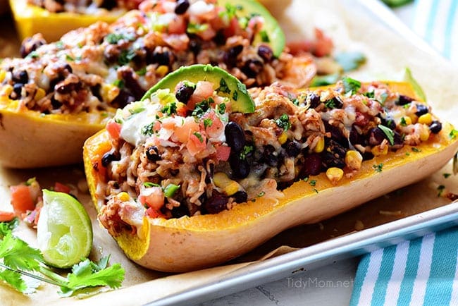 Southwest Black Bean Stuffed Butternut Squash - TidyMom®