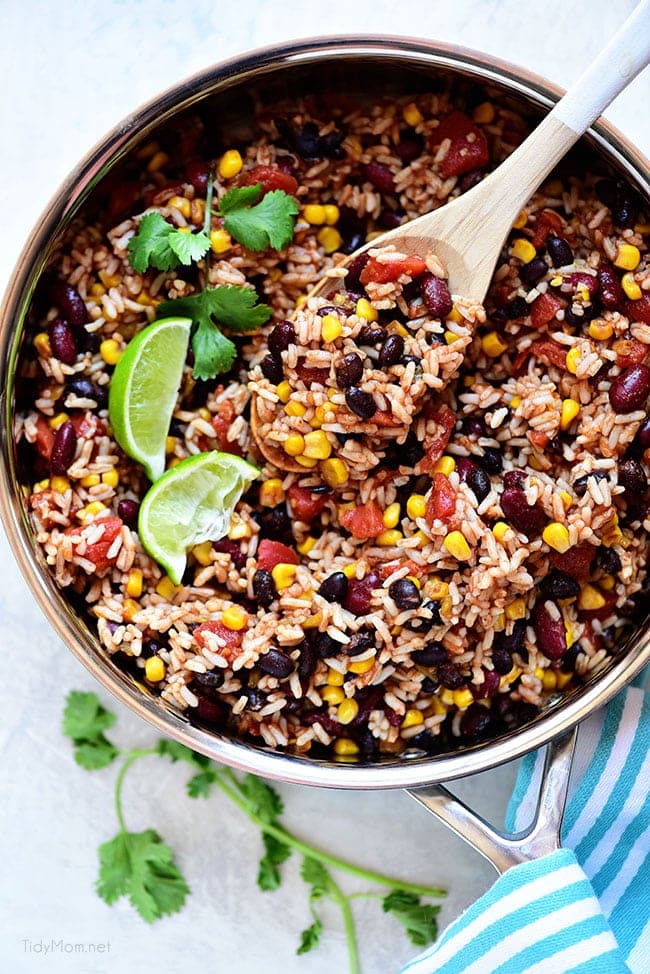 Southwest Black Bean Stuffed Butternut Squash filling in skillet