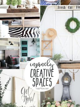 Insanely creative spaces for your home. From the bathroom and laundry room, to living room and a she shed, find inspiration to decorate your own home! Find all of the insanely creative spaces at TidyMom.net