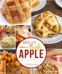 The absolute BEST APPLE RECIPES to make this fall. From apple pie cookies and caramel apple layer cake to apple pie moonshine, apple fritters and more!! Get all these favorite apple recipes and more at TidyMom.net