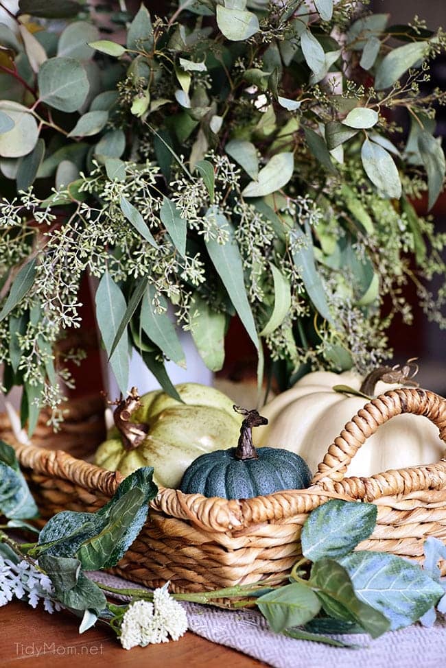 Blue and Green Fall Tablescape - Seasonal Simplicity - TidyMom®