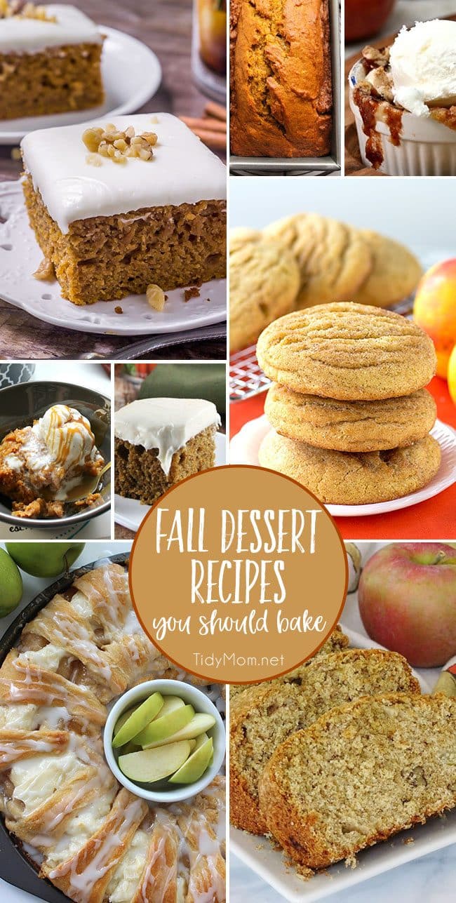Fall is just around the corner! Crisp cool air, PSLs, bonfires and sweater weather. Crank up the oven.......your house is about to smell amazing!! Time to bring on all the Fall Dessert Recipes! details at TidyMom.net