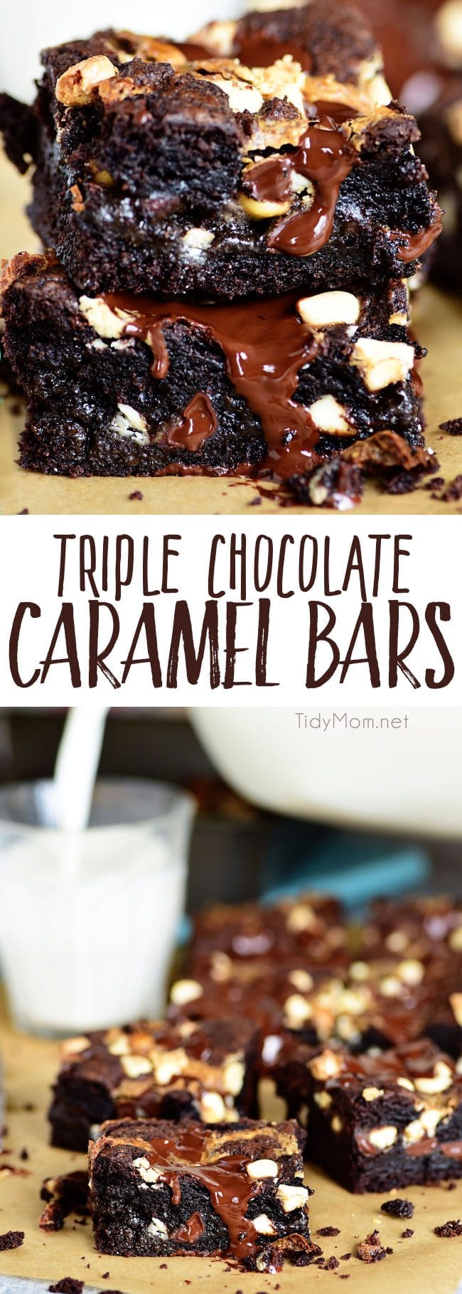 Triple Chocolate Caramel Bars | TidyMom®