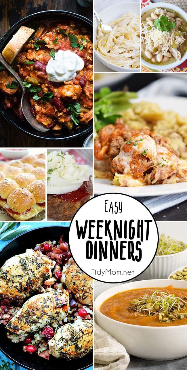 What to make for dinner? Because dinner can become boring, here are some Easy Weeknight Dinners that deliver on delicious!! Get all the dinner recipes at TidyMom.net