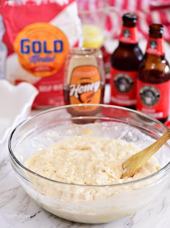 Hard Apple Cider Bread dough in bowl