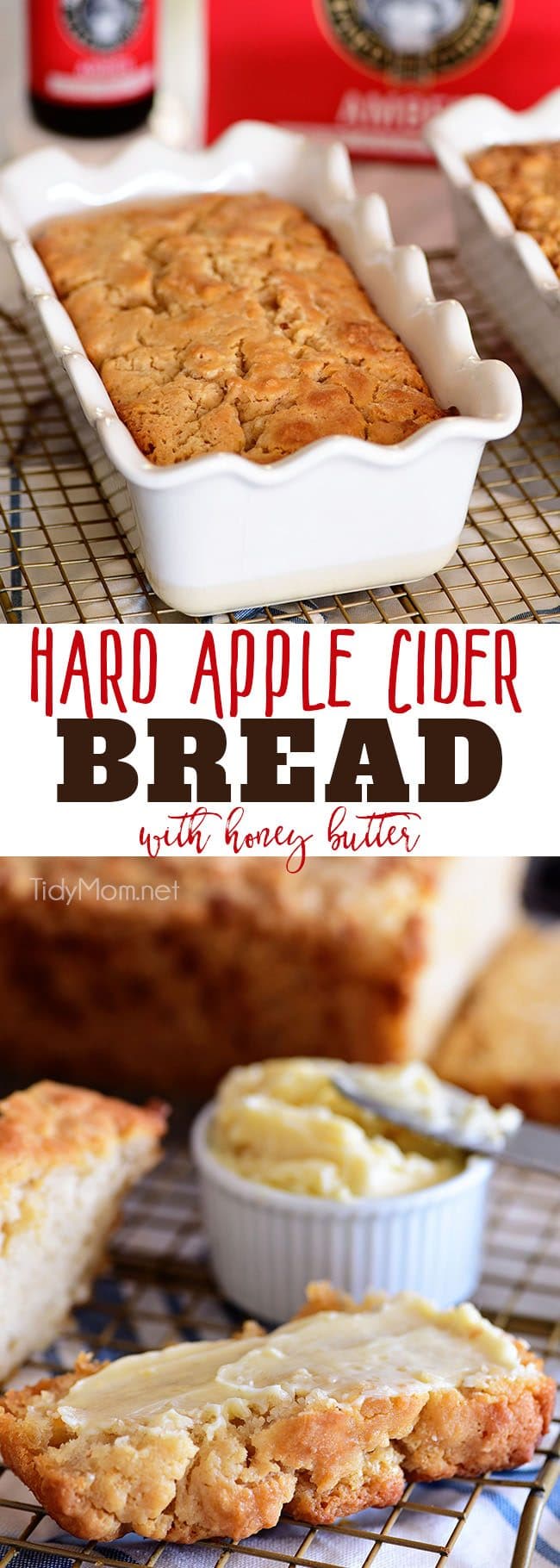 If you enjoy beer bread, you need to try this Hard Apple Cider Bread for fall!! It’s super simple to make. The top buttery crust layer is thick and crunchy, making it the perfect companion to soups, dips, honey butter and more! Print the full recipe at TidyMom.net