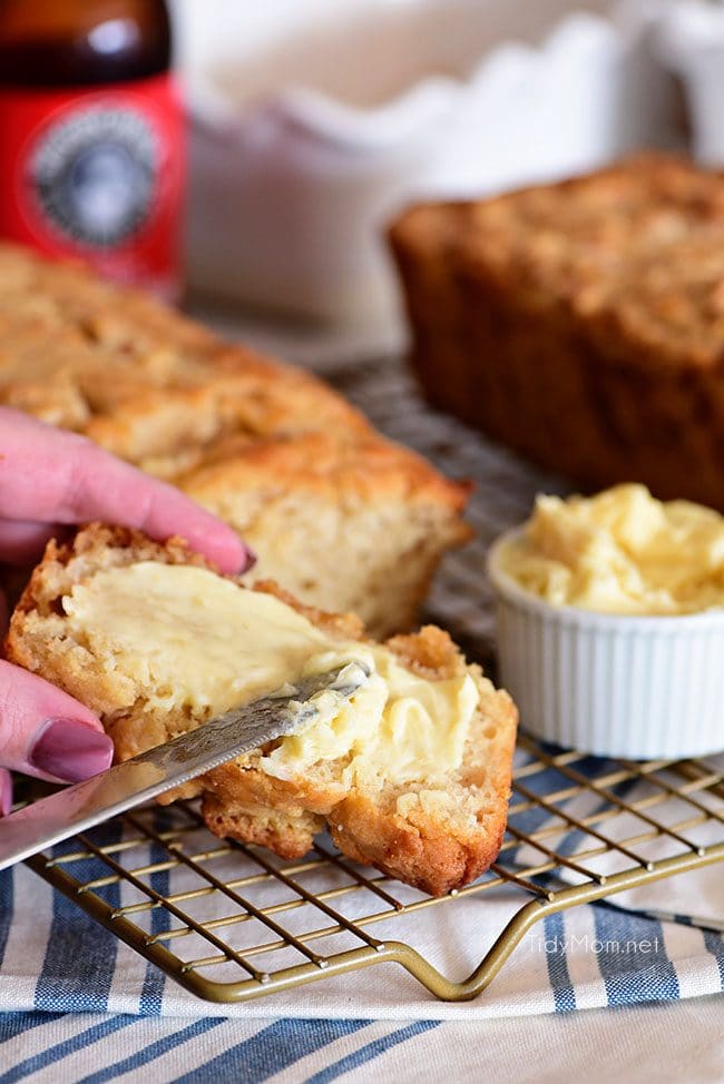 Hard Apple Cider Bread with honey butter spread