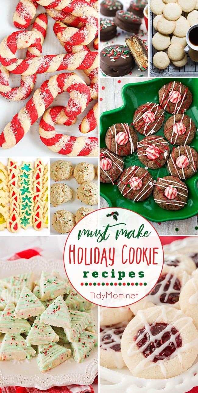 Looking for some quick to prepare and easy to bake Christmas cookies that look gorgeous and taste delicious? These must make Holiday Cookie Recipes  will easily be the star of the cookie exchange! Get all the recipes at TidyMom.net