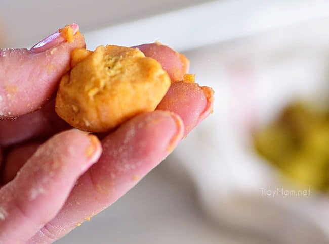 Cheesy Olive Bites: making olive cheese balls step 2