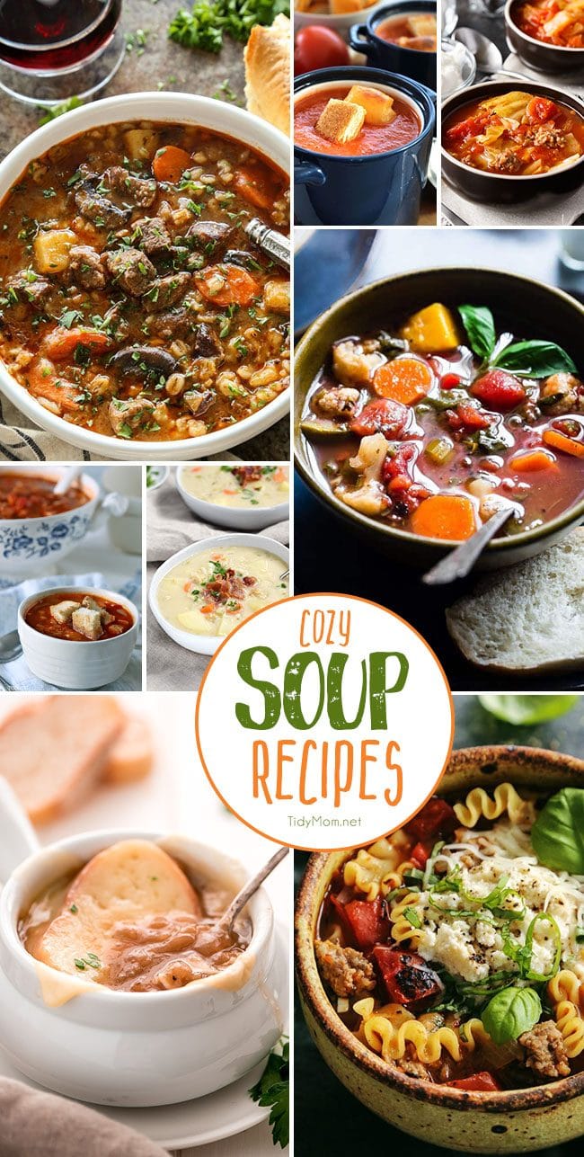 Cozy Soup Recipes to keep you warm! get all the recipes at TidyMom.net