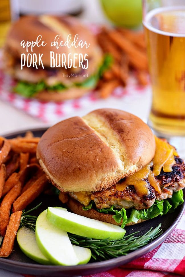 apple cheddar pork burgers