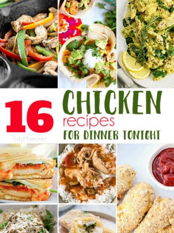 16+ Delicious Chicken Recipes for dinner tonight!! Get all the chicken dinner recipes at TidyMom.net