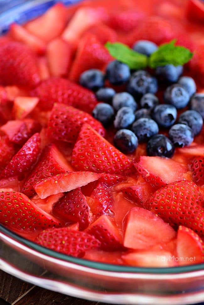 close up of Crustless Strawberry Pie with Jello