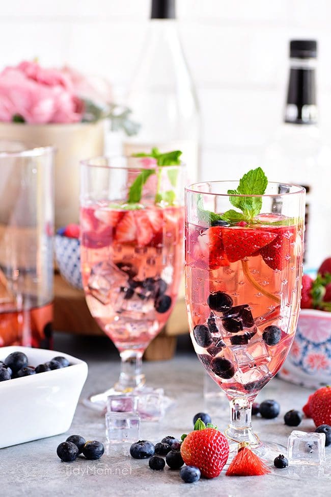 Refreshing Pink Summer Sangria with berries and rosé