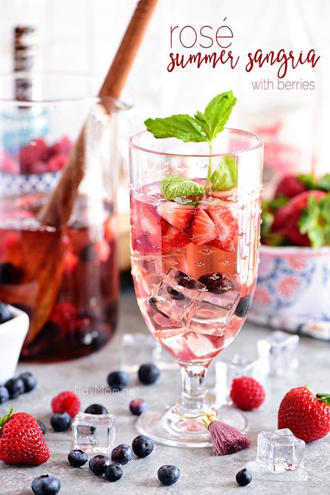 Refreshing Rosé Summer Sangria with berries.