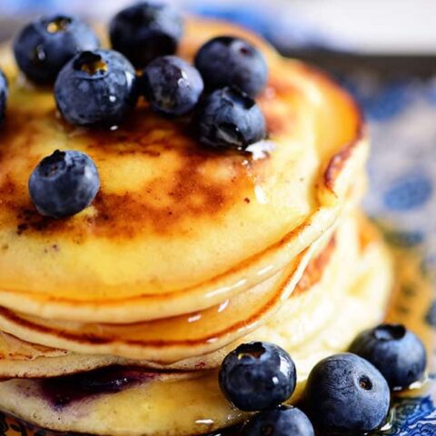 The Best Homemade Blueberry Pancakes. Print the full recipe at TidyMom.net