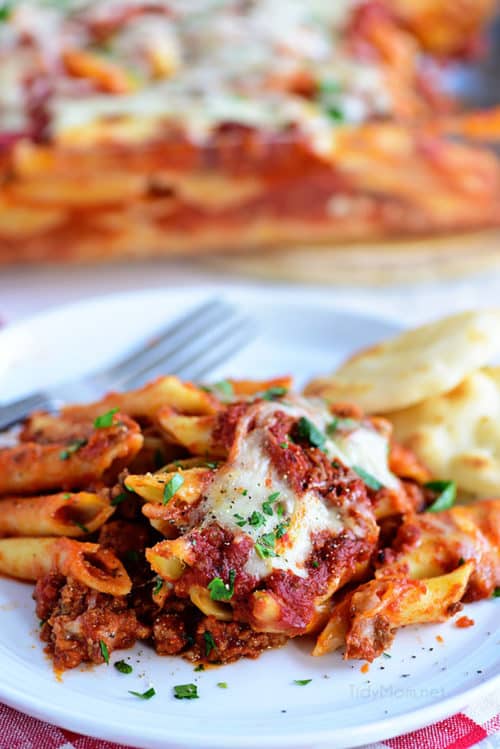 Three Cheese Baked Mostaccioli {VIDEO} - TidyMom®