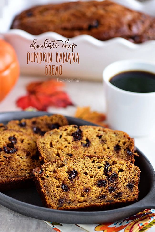 The aroma when this Chocolate Chip Pumpkin Banana Bread comes out of the oven is nothing short of heaven! This is the quick bread recipe every pumpkin spice lover needs! It’s perfect for dessert, breakfast, gifting or just snacking!