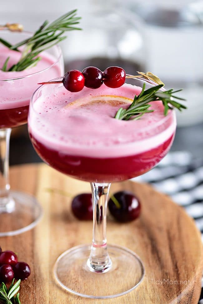 An egg white in my cocktail? The fruity cherry and cranberry notes in this Cran-Cherry Rye Whiskey Sour Cocktail complement the spicy rye and tone down its bite