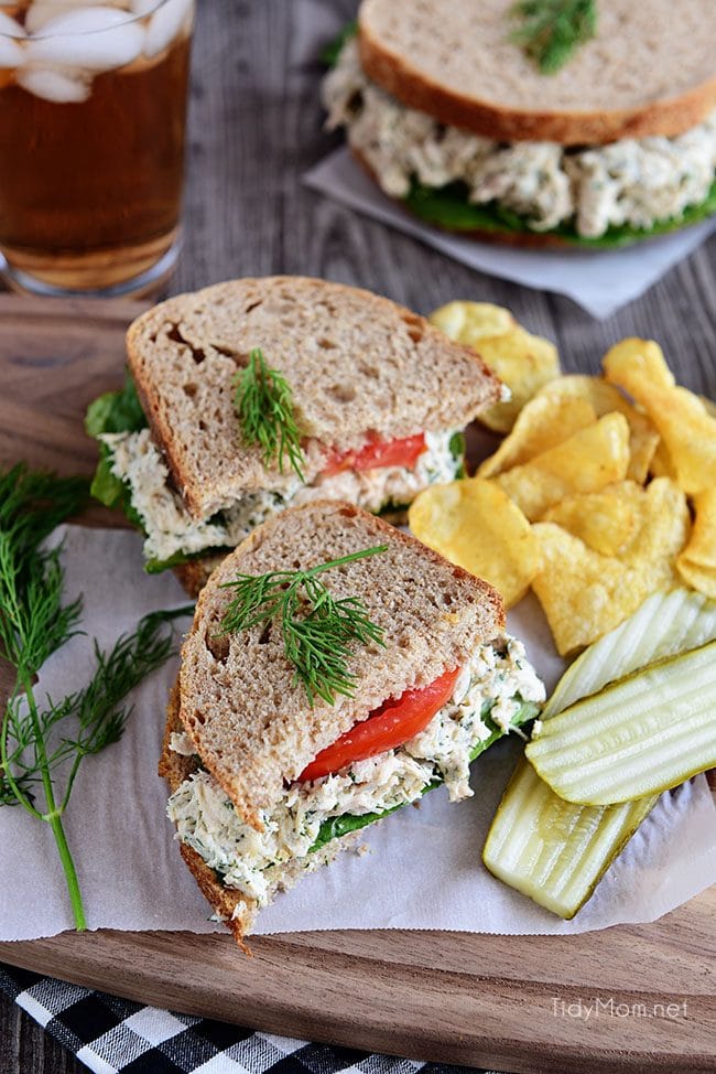 Creamy Dill Chicken Salad recipe at TidyMom.net