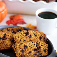 The aroma when this Chocolate Chip Pumpkin Banana Bread comes out of the oven is nothing short of heaven! This is the quick bread recipe every pumpkin spice lover needs! It’s perfect for dessert, breakfast, gifting or just snacking!
