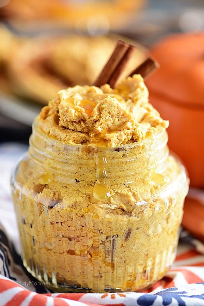 Pumpkin Spice Butter Spread has all your favorite fall spices whipped into a creamy fluffy honey butter spread for bread, waffles, pancakes and more.