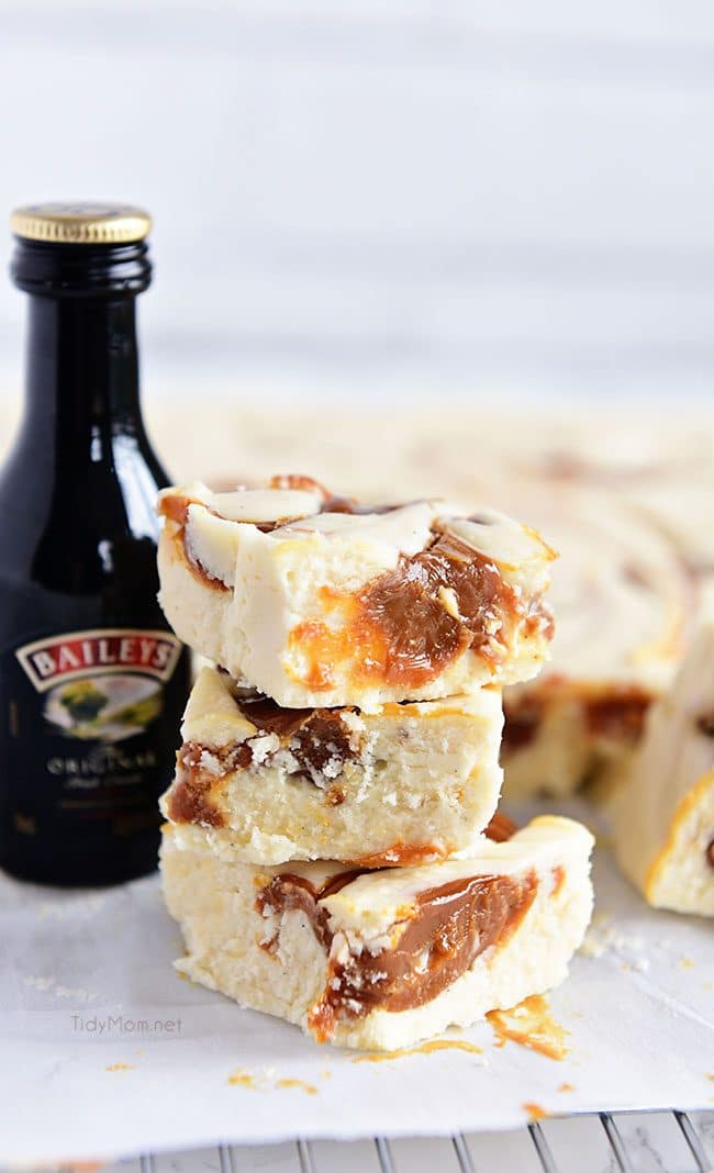 Baileys Fudge with a bottle of Irish Cream