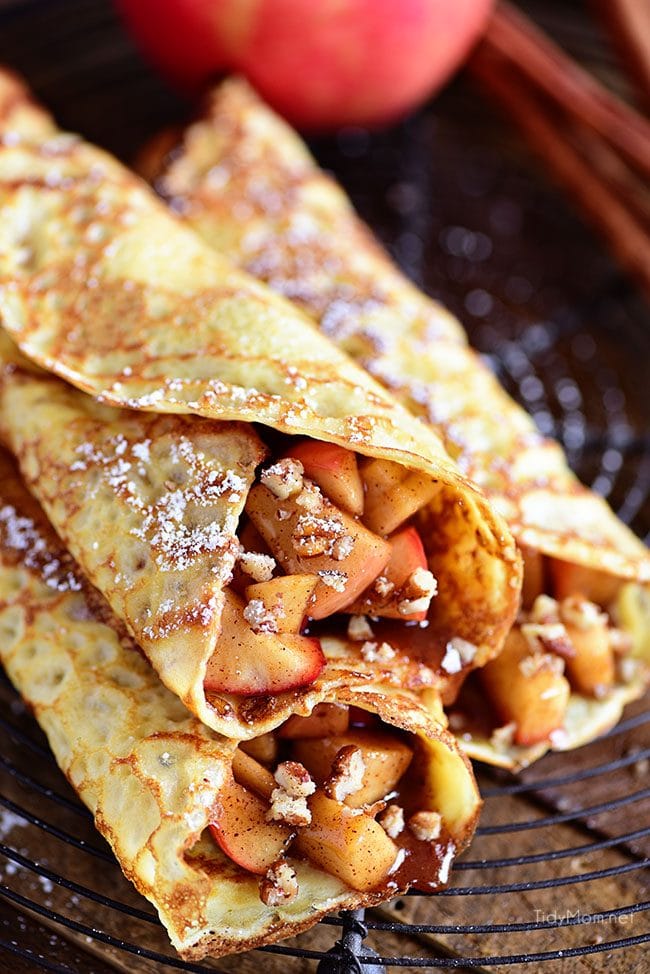 An Apple Crepes recipe that is perfect for fall.