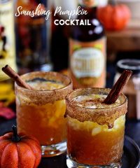 Fall spices, pumpkin ale, and equal parts spiced rum and butterscotch Schnapps makes this Smashing Pumpkin Cocktail the best thing to hit your cocktail glass this fall! Get the full recipe at TidyMom.net