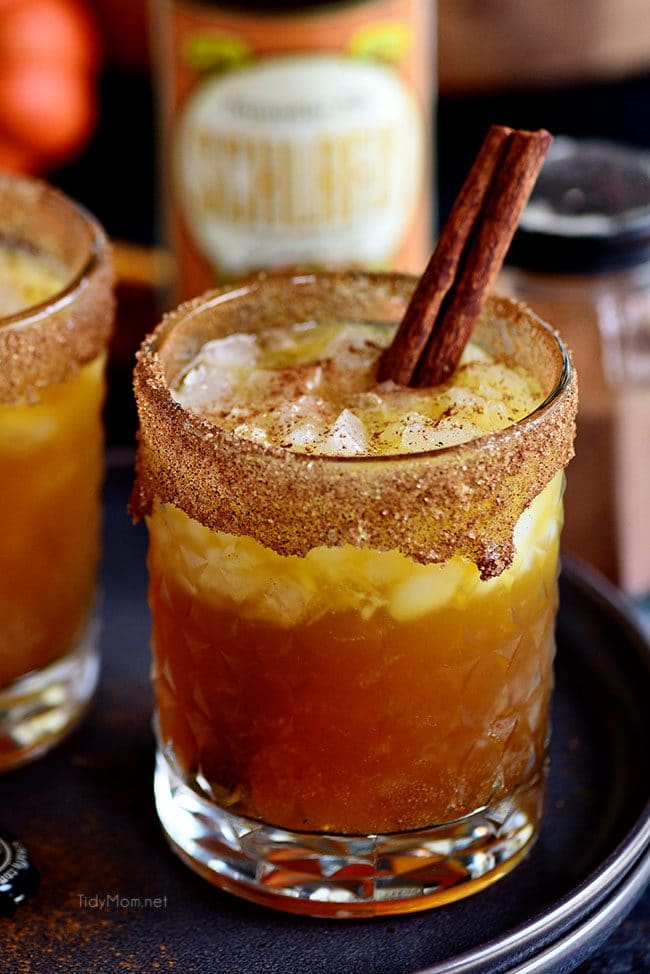 Smashing Pumpkin Cocktail in glass with cinnamon stick