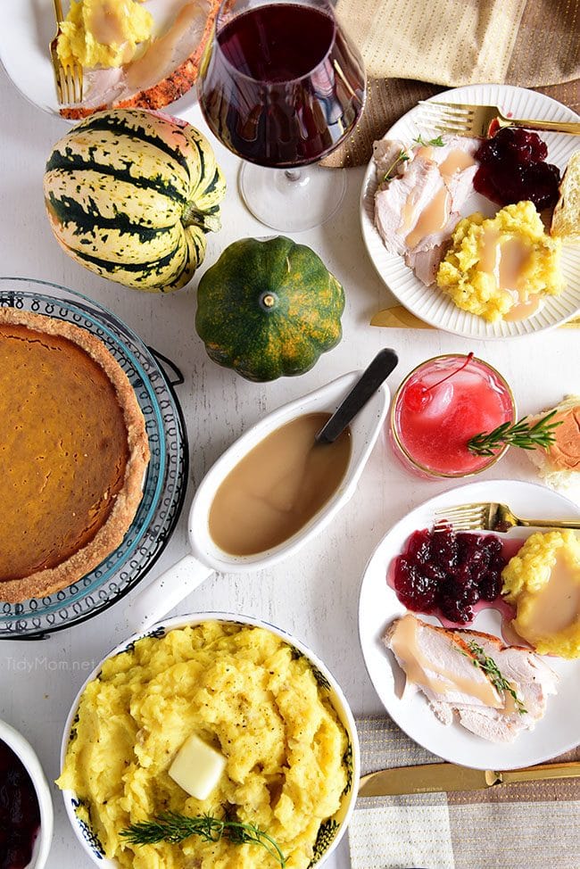 acorn squash mashed potatoes on dinner table