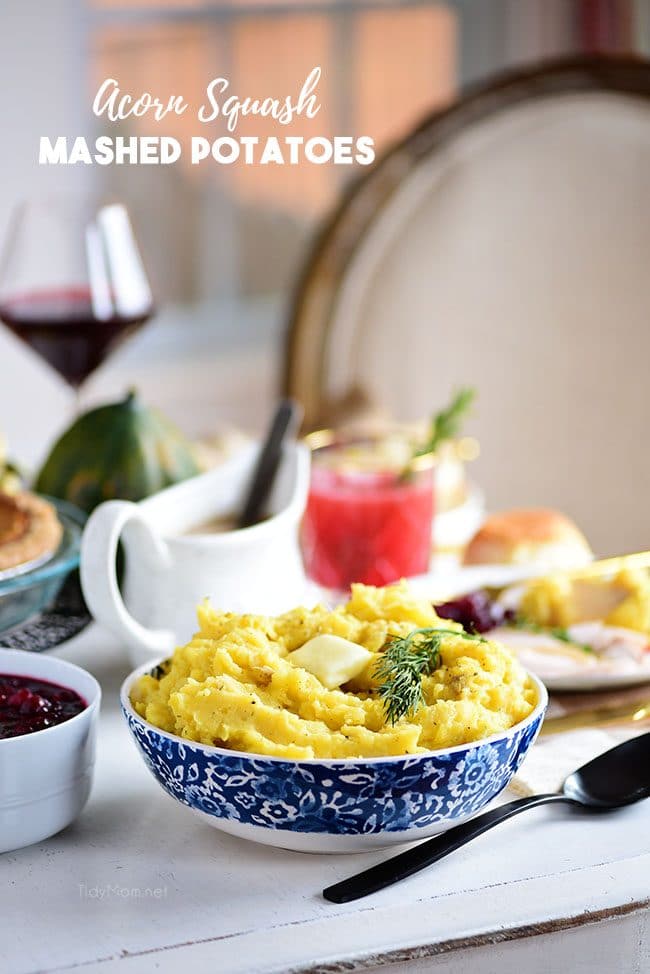 fall acorn squash mashed potatoes in bowl