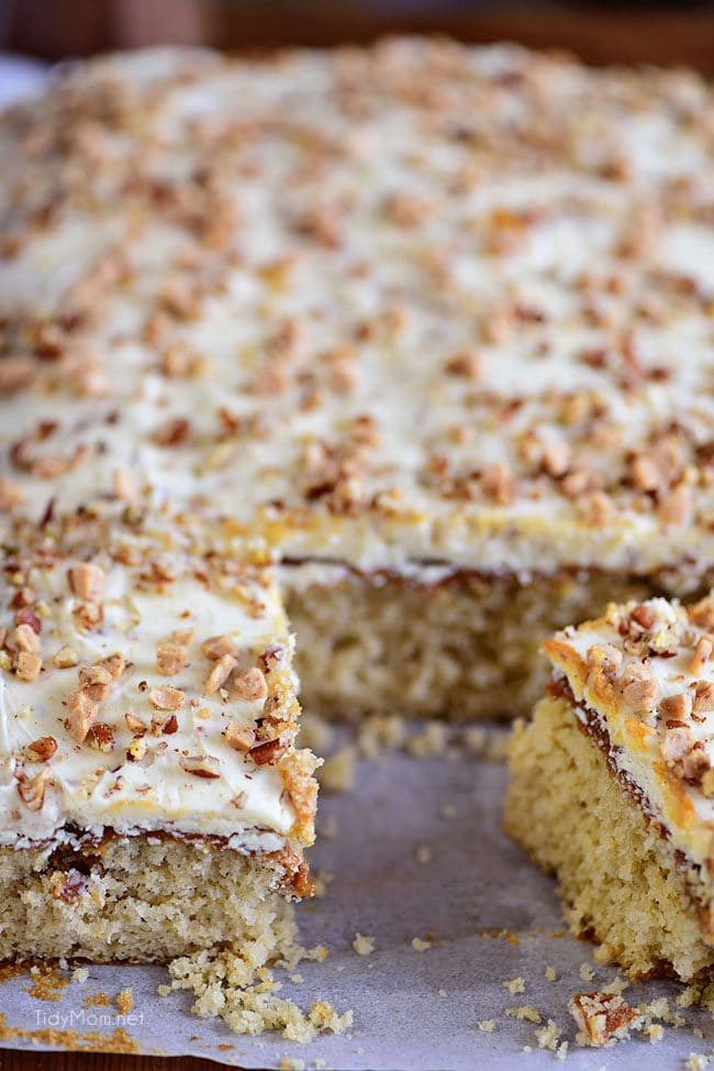 Cut Caramel Butter Pecan Cake With Bourbon Frosting 